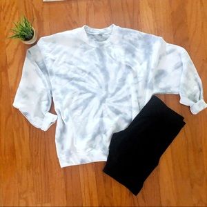 NEW Gray Tie dye sweatshirt biker shorts SET S-3X